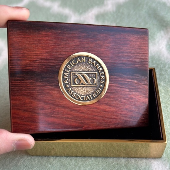 Solid brass and wood lid American Bankers Association Box - Picture 2 of 11